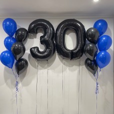 Bouquets and Numbers (Black 30, Black & Sapphire Blue)
